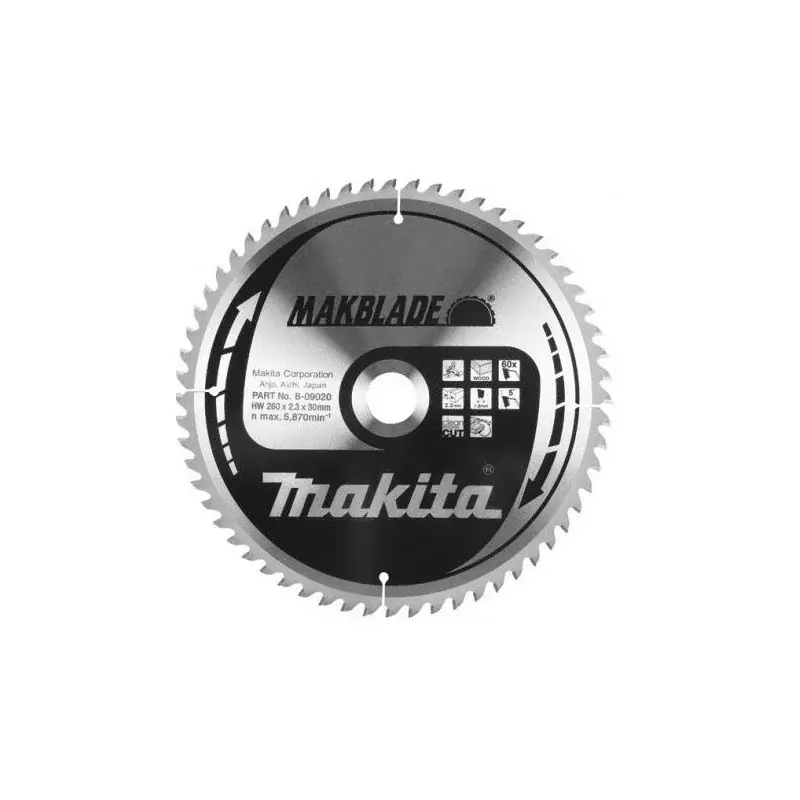 Najwyższa jakość | MAKITA PIŁA TARCZOWA DO DREWNA 260x30 60z B-09020