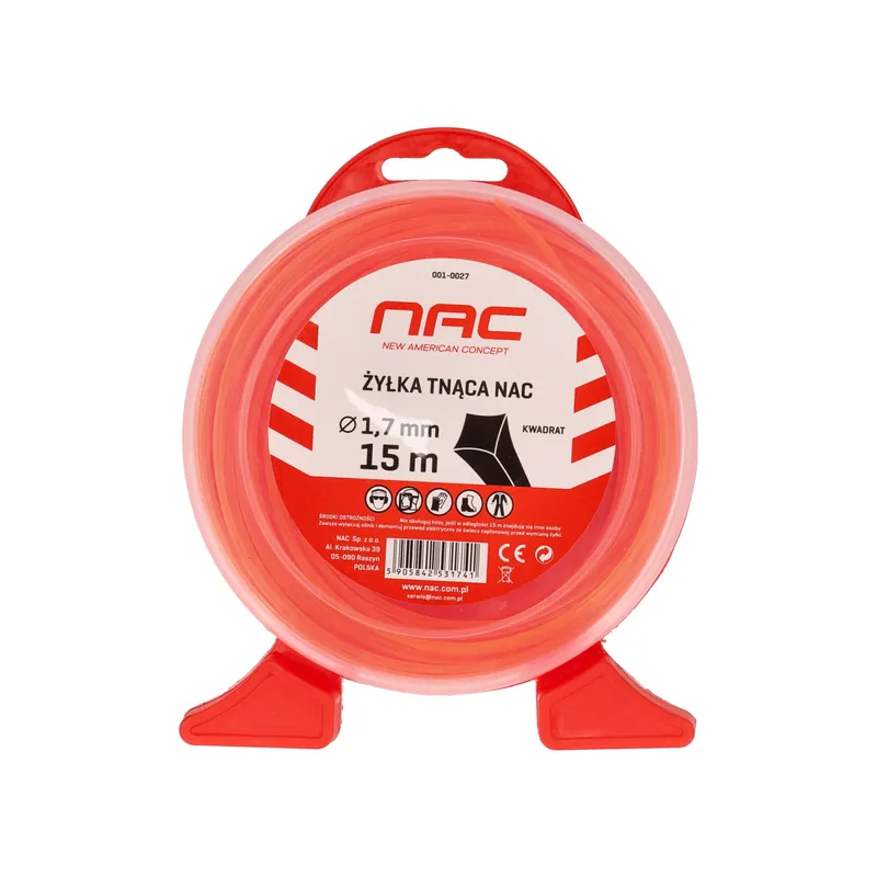 ŻYŁKA TNĄCA NAC kwadrat 1,7mm x 15m pomarańczowa | Duży rabat