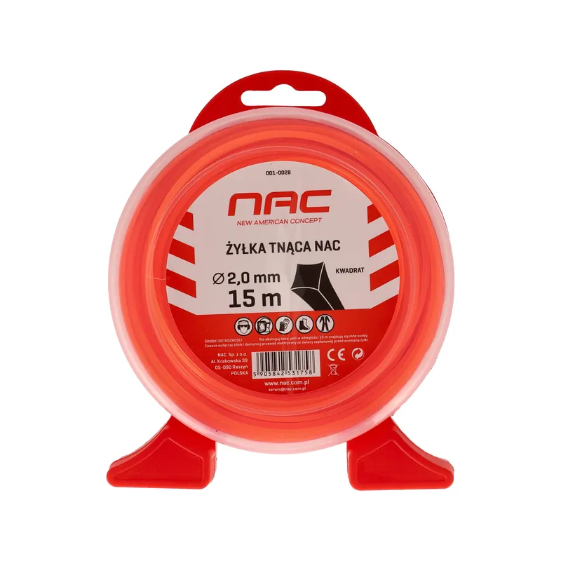 ŻYŁKA TNĄCA NAC kwadrat 2,0mm x 15m pomarańczowa | Produkt ceniony przez klientów