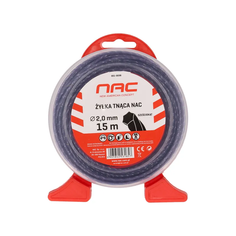 Hit | ŻYŁKA TNĄCA NAC sześciokątna 2,0mm x 15m niebiesko-fioletowa