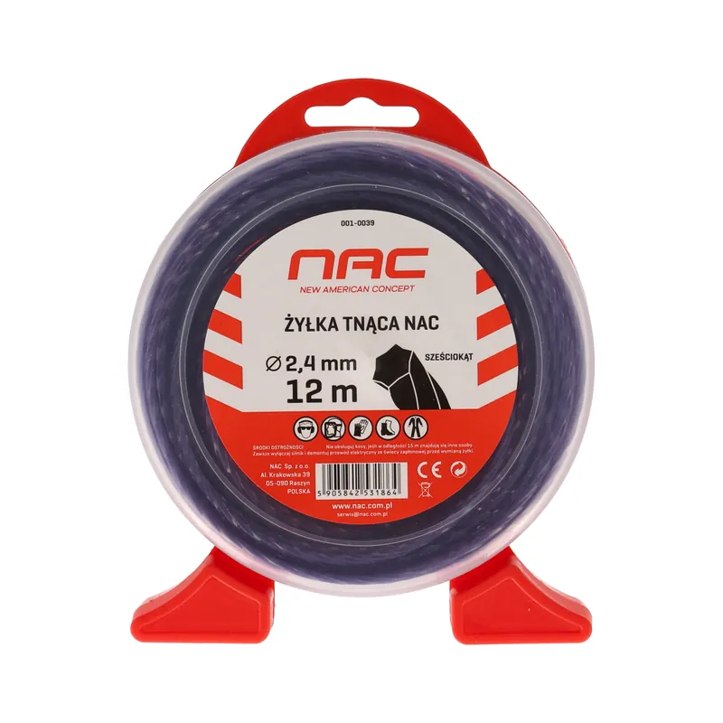 ŻYŁKA TNĄCA NAC sześciokątna 2,4mm x 12m niebiesko-fioletowa | Promocja