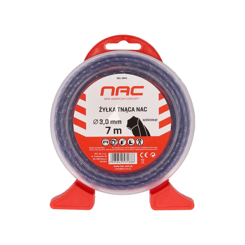 ŻYŁKA TNĄCA NAC sześciokątna 3,0mm x 7m niebiesko-fioletowa - Wyprzedaż zapasów